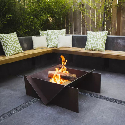 ที่ถอดออกได้ Corten Steel Wood Burning Fire Pit Table แบบพกพา 510mm