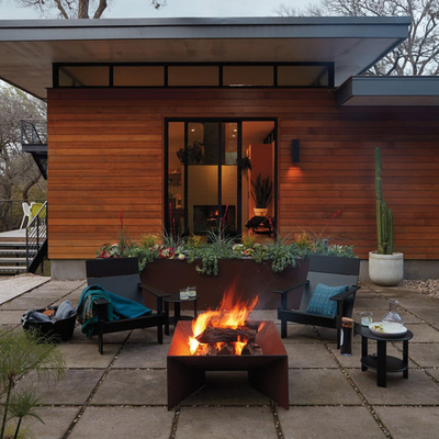 เตาเผาไม้รูปทรงสี่เหลี่ยม Corten Steel Fire Pit ความหนา 3mm