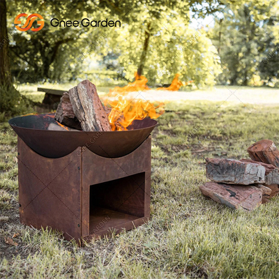 หลุมไฟ Corten ทรงกลมตัดด้วยเลเซอร์ 56 ซม. สำหรับตกแต่งสวน