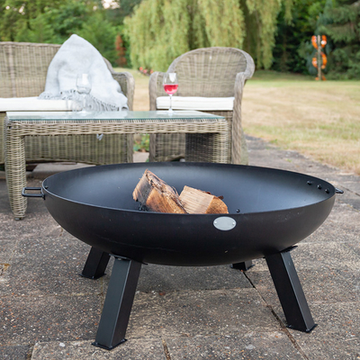 Modern Black Garden Corten Steel Fire Pit รอบชามไฟกลางแจ้ง