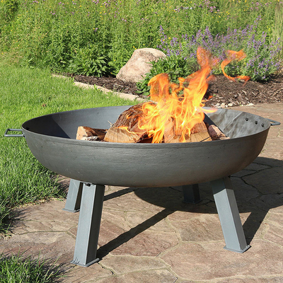 Modern Black Garden Corten Steel Fire Pit รอบชามไฟกลางแจ้ง