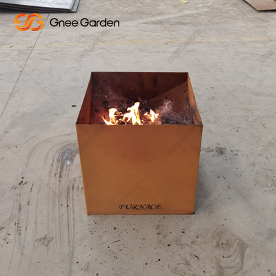 ลานสวนกลางแจ้ง แคมป์ปิ้ง Corten Steel Rust Fire Pit Wood Burning 3mm Thick
