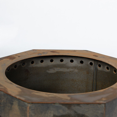 สวนกลางแจ้ง แคมป์ไฟ การเผาไหม้ไม้ Corten Steel Metal Fire Bowl Round Rustic