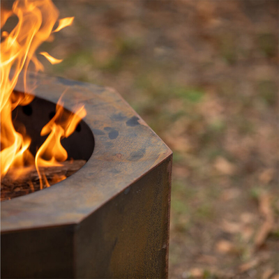 แคมป์ปิ้ง Heater Wood Burning Corten Steel Round Fire Pit ในพื้นที่ใช้สอยกลางแจ้ง