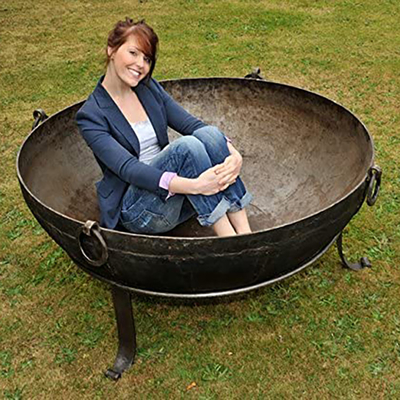 วัสดุกัดกร่อนกลางแจ้ง Corten Steel Metal Fire Pit Wood Burning Black 60-150cm