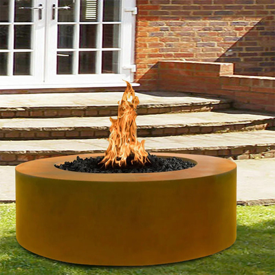 สวนกลางแจ้งทรงกลม Corten Steel Fire Pit แคมป์ปิ้งสำหรับการเผาไหม้ไม้นอก
