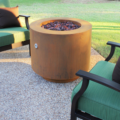 ตกแต่งกลางแจ้ง Corten Steel Wood Burning Fire Pit สำหรับสวนและสนามหลังบ้าน