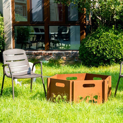 หลุมไฟเหล็กเผาไหม้ไม้ Corten Steel เสร็จสิ้นชนบท Fire Pit