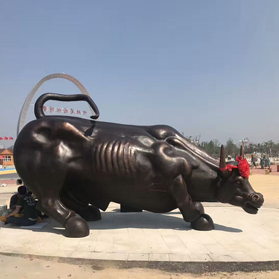 ความสูง 180 ซม. Vivid Bronze Bull ประติมากรรมกลางแจ้ง Landscape Statues