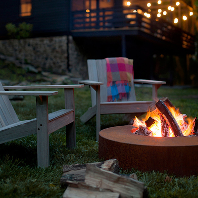 Decpraative Round Wood Burning Corten Steel Fire Pit Bowl 70cm