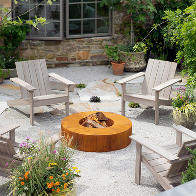 Decpraative Round Wood Burning Corten Steel Fire Pit Bowl 70cm