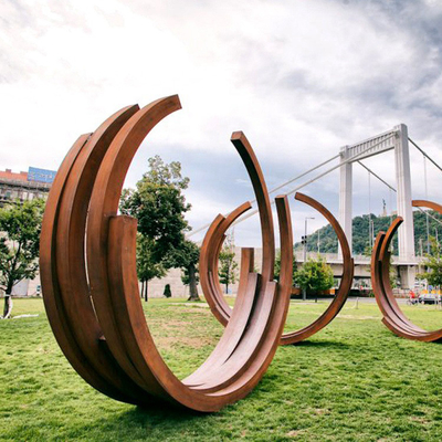 โมเดิร์นบทคัดย่อแหวนชนบทบทคัดย่อ Corten เหล็กประติมากรรมโลหะขนาดใหญ่ Statues