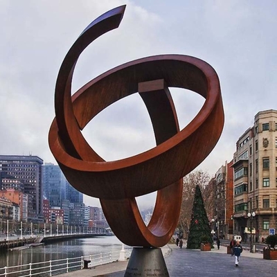 โมเดิร์นบทคัดย่อแหวนชนบทบทคัดย่อ Corten เหล็กประติมากรรมโลหะขนาดใหญ่ Statues