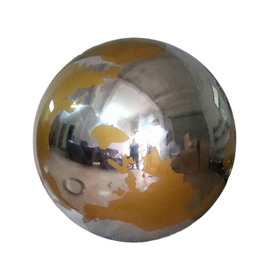 Gnee Garden ประติมากรรมทรงกลมโลหะขัดเงา World Globe Sculpture Handmade