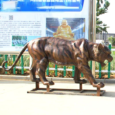 ประติมากรรมสำริดกลางแจ้งที่สมจริงขนาด 3 เมตร Aantique Bronze Tiger Statue
