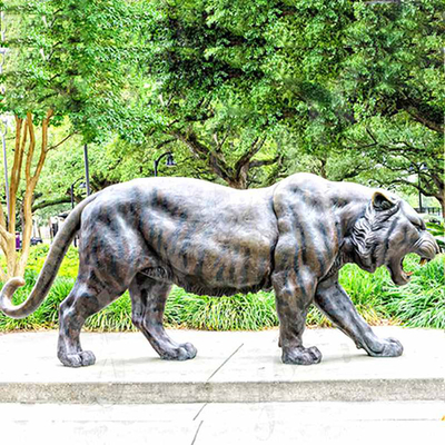 ประติมากรรมสำริดกลางแจ้งที่สมจริงขนาด 3 เมตร Aantique Bronze Tiger Statue