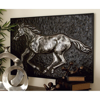 SGS Certified Muscular Black Stallion Wall Art เหล็กหล่อ Elegant