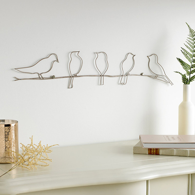 ISO14001 Metal Wall Art Decor นกบนกำแพงโลหะลวด 5 นิ้ว