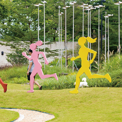 บทคัดย่อ Silhouette กีฬารูปกลางแจ้งโลหะประติมากรรมโบราณศิลปะ Ornaments